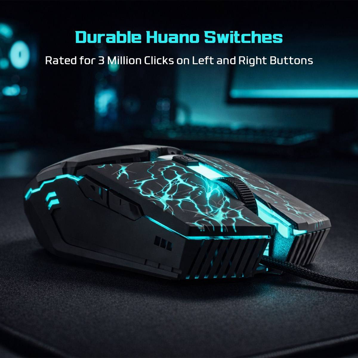 EVOFOX Spirit Wired Ergonomic Optical  Gaming Mouse 7200 DPI Gaming Sensor, 6 Buttons, Huano Switches, Braided Cable with RGB — photo 5