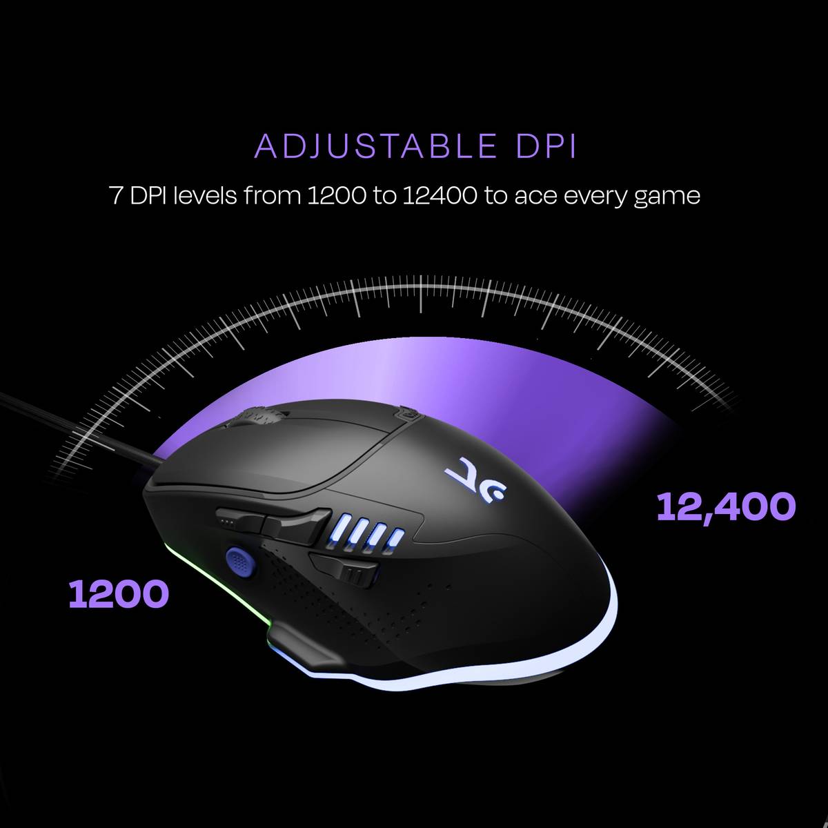 Kreo Hawk Wired Ambidextrous Optical  Gaming Mouse Pixart Sensor, RGB Mouse, Adjustable DPI upto 12400 — photo 3