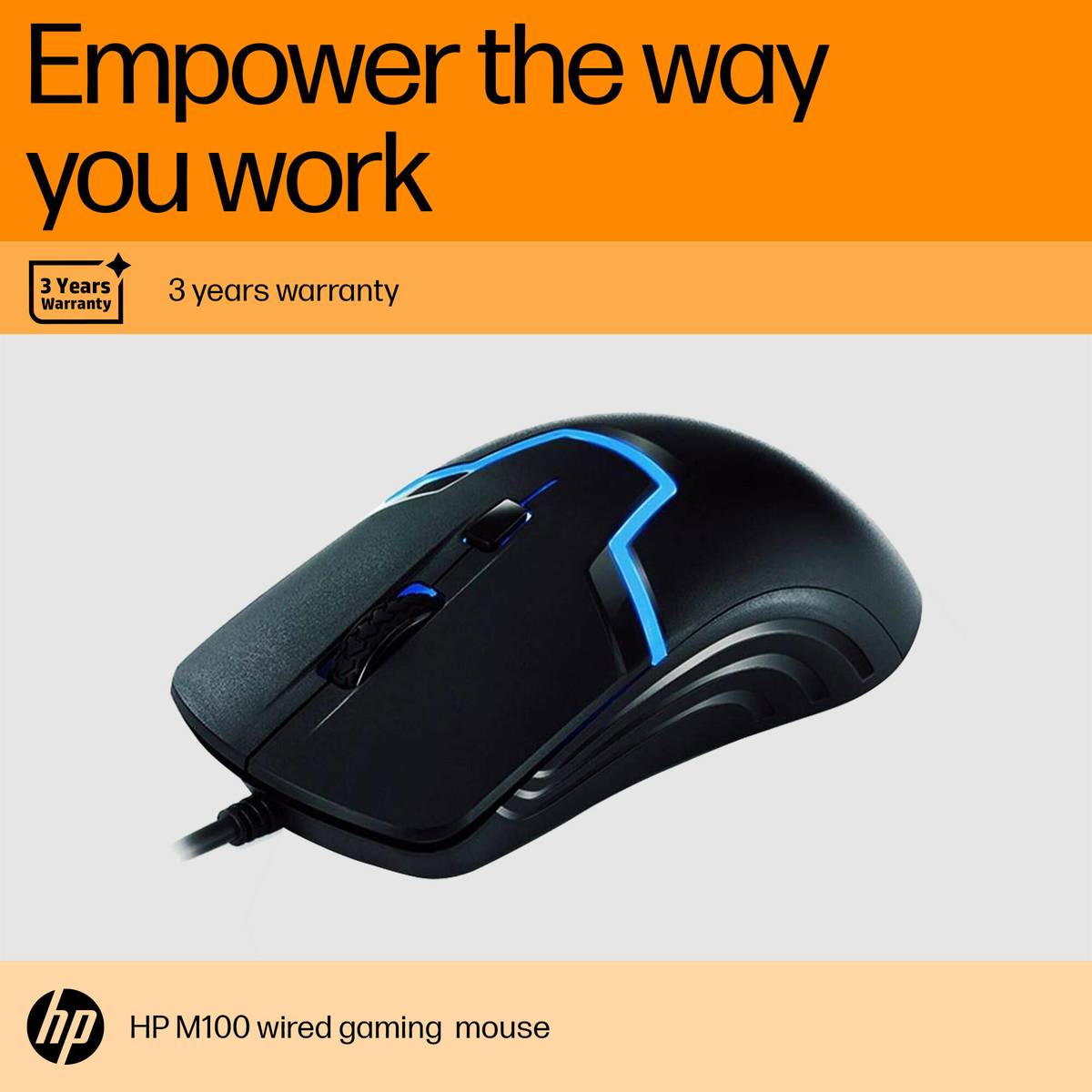 HP M100 Wired Ambidextrous Optical Gaming Mouse — photo 3