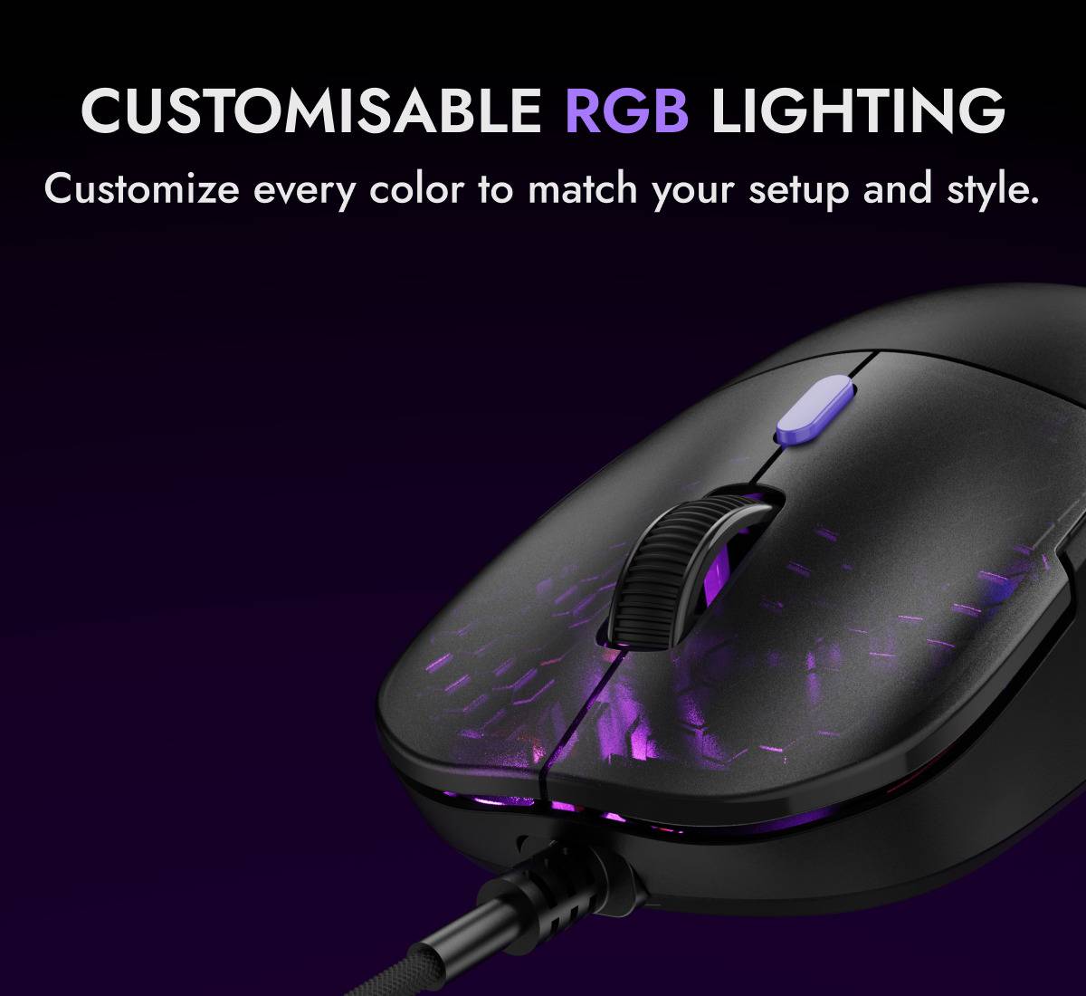 Harpy Wired Ambidextrous Optical  Gaming Mouse 55g Ultra-Light Customizable RGB light, 1000Hz, 12800DPI — photo 3
