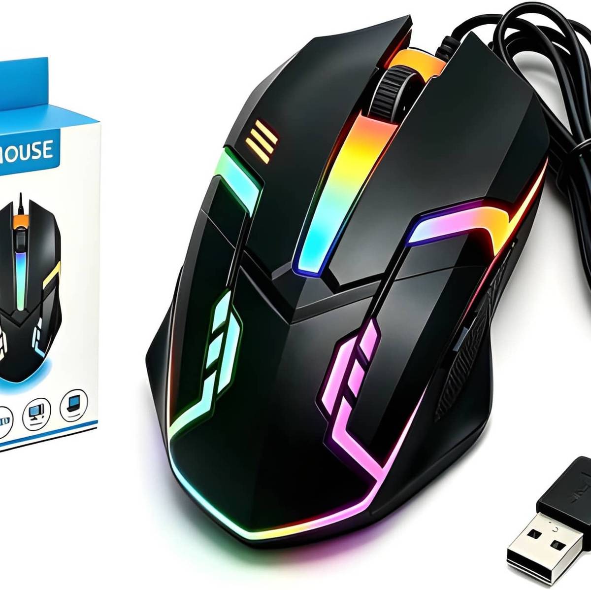 HMDMART HMD RGB Gaming Mouse32 Wired Ambidextrous Optical Gaming Mouse
