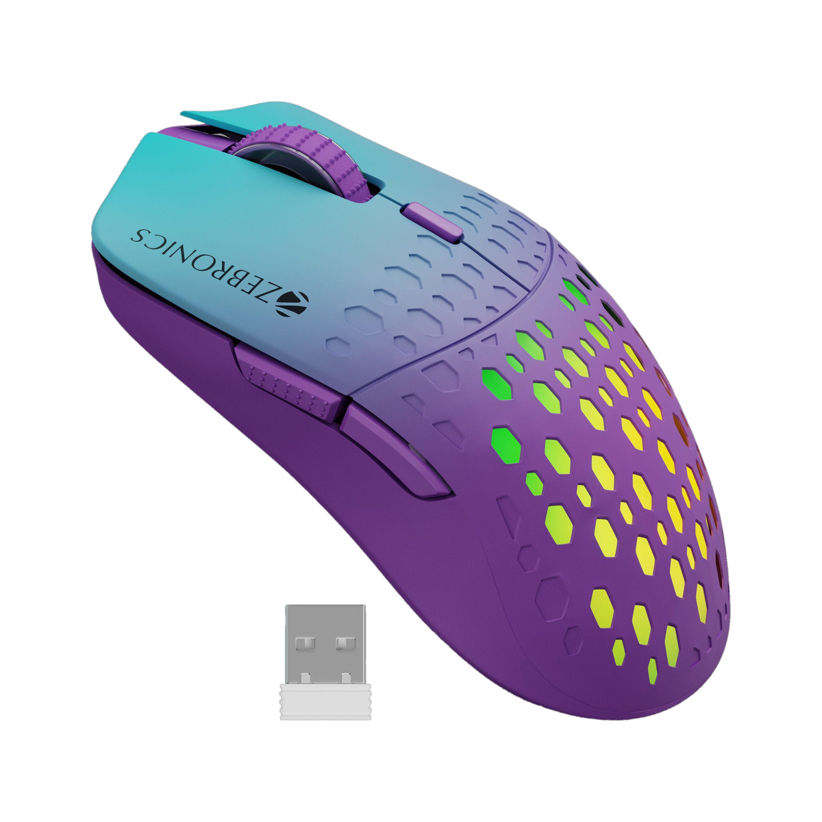 ZEBRONICS Marine Wireless Ambidextrous Optical Mouse Rechargable, 3200DPI, 6 Buttons, RGB, Ergonomic Design With Bluetooth