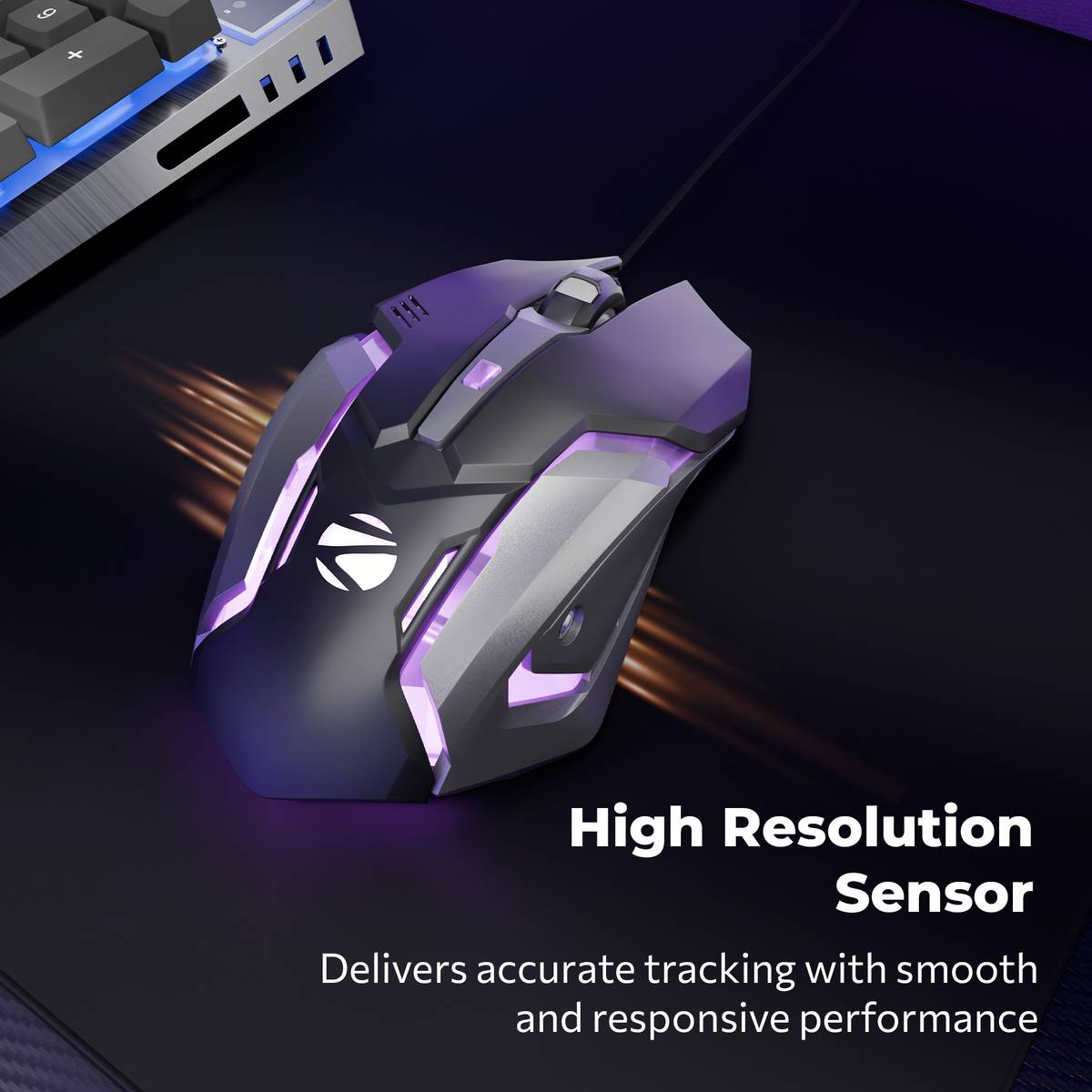 ZEBRONICS Transformer M Wired Ambidextrous Optical Gaming Mouse with Upto 3200 DPI, 6 Buttons with DPI Switch, Multicolor LED Lights, 1.5m Braided Cable — photo 3