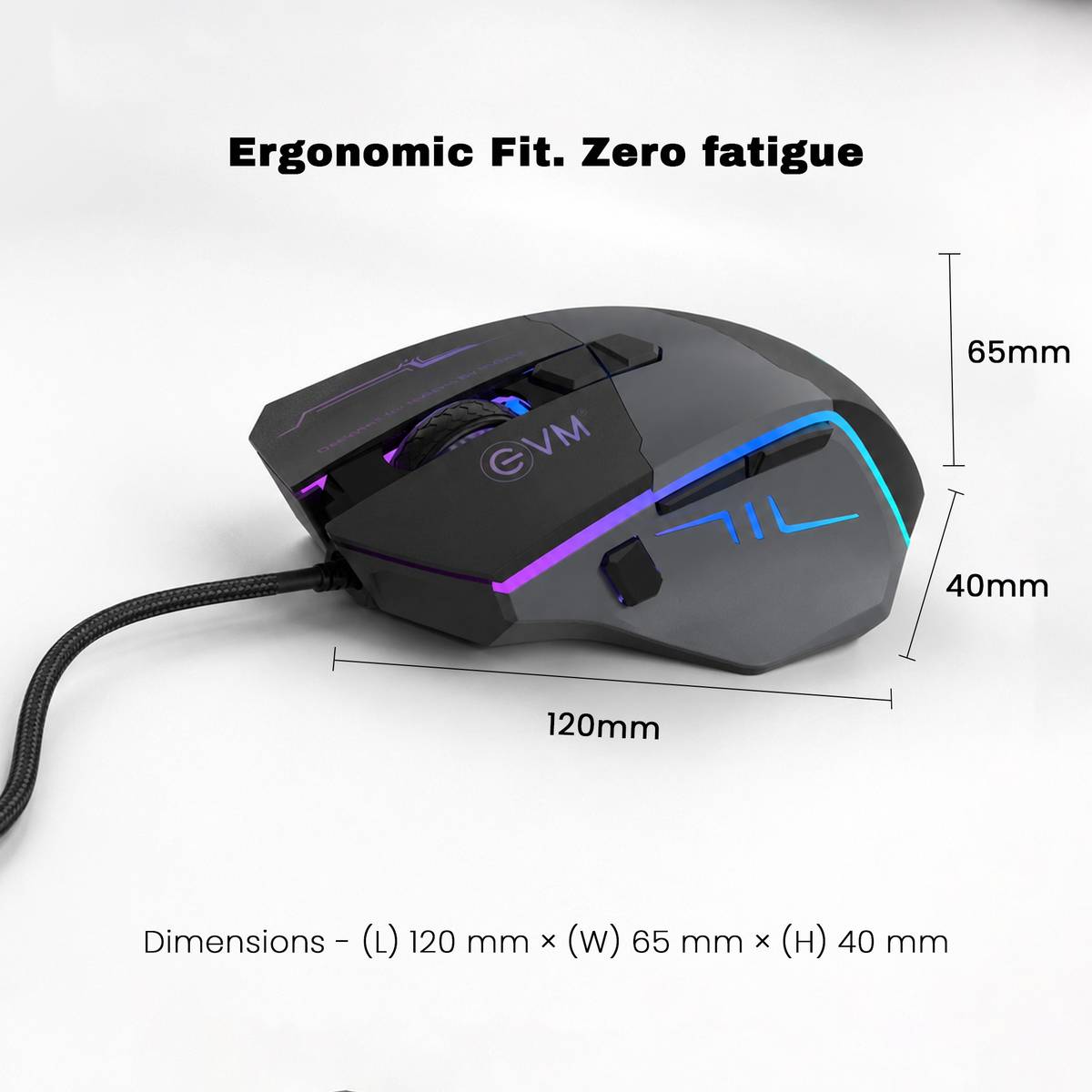 Wired Ambidextrous Optical  Gaming Mouse �RGB, 6400 DPI 8-Button Wired — photo 5