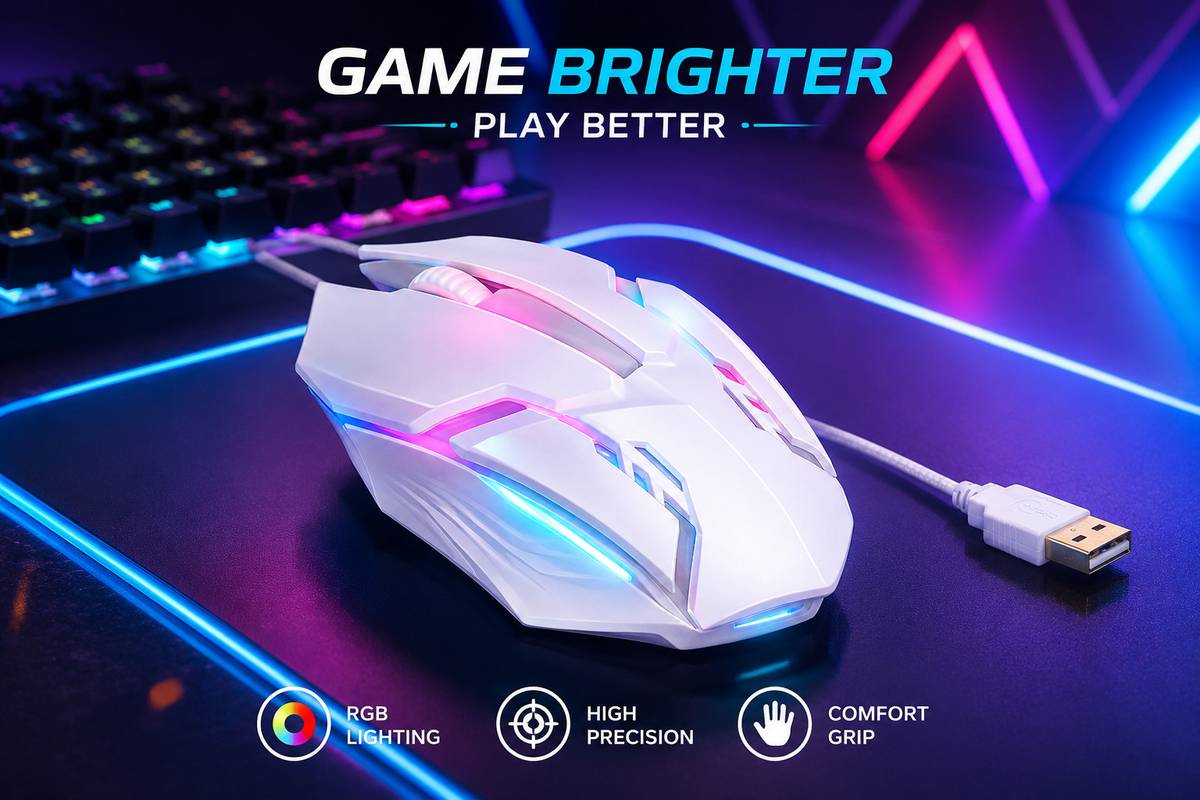 ABC RGB USB Wired Gaming Mouse 3200 DPI Optical Mouse for PC Laptop Offic Wired Right Handed Optical Gaming Mouse