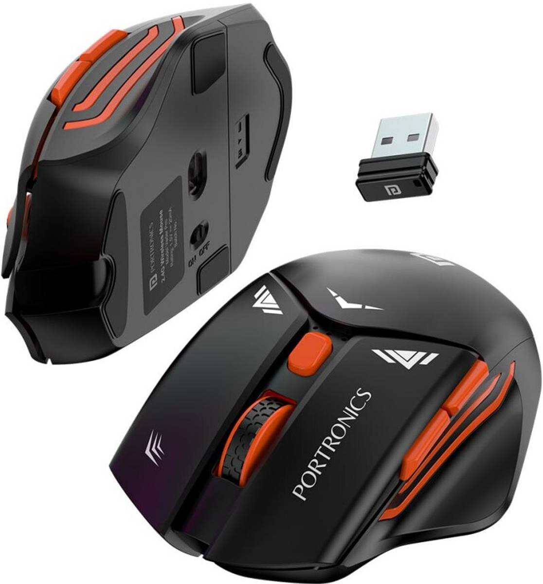 Portronics Vader Pro Wireless Gaming Mouse with 6 Buttons, Thumb Comfort, Adjustable DPI Ambidextrous Optical  Gaming Mouse — photo 2