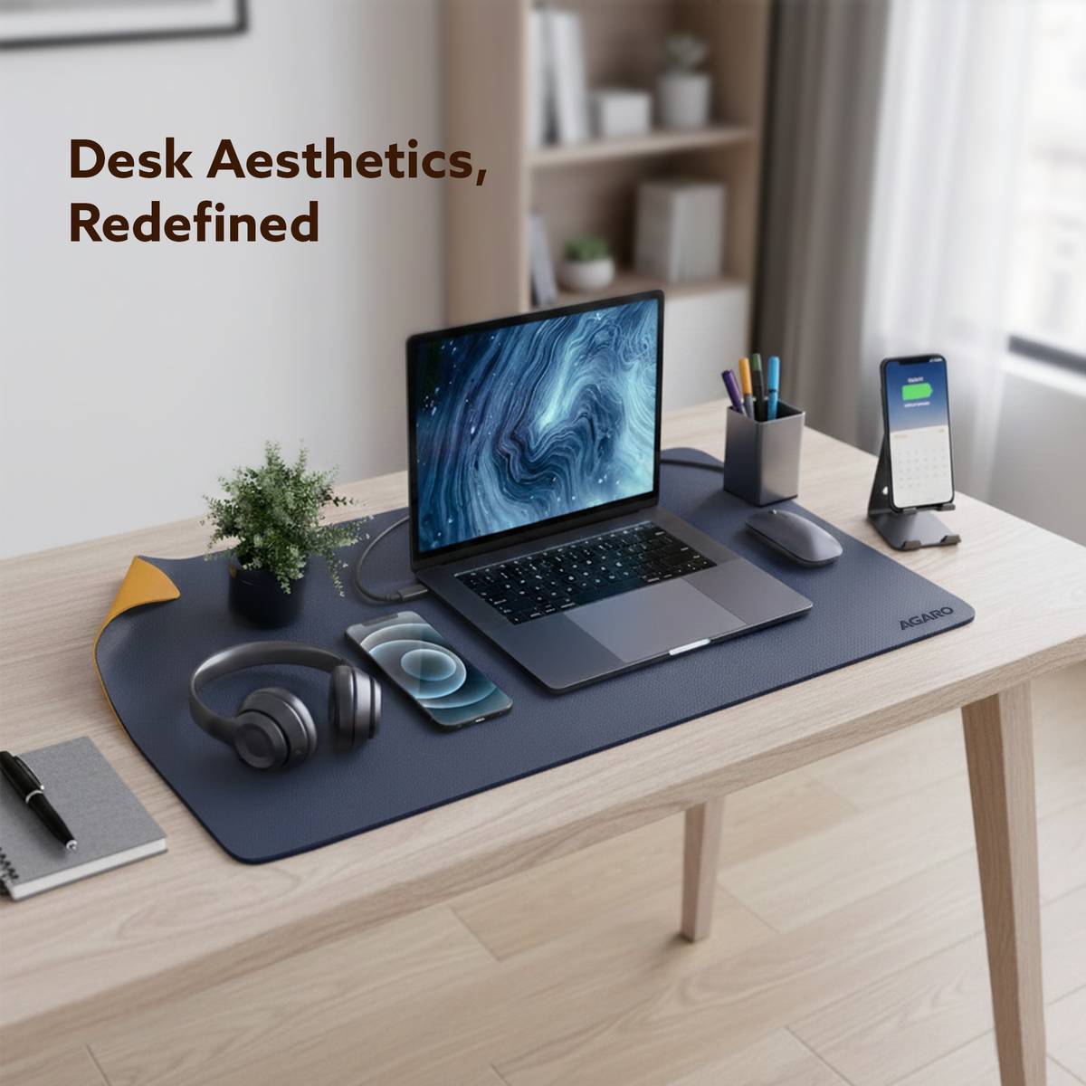 Premium Reversible Desk Mat 90×45cm, Vegan Leather, Waterproof Deskpad Non Slip Base Dual Sided Mousepad — photo 2