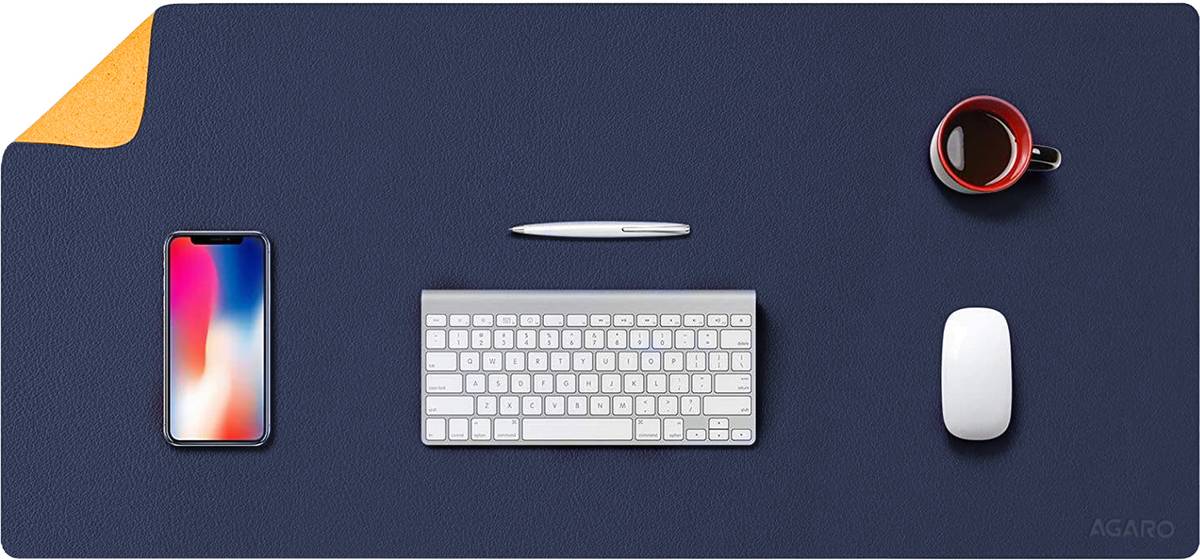 Premium Reversible Desk Mat 90ร45cm, Vegan Leather, Waterproof Deskpad Non Slip Base Dual Sided Mousepad