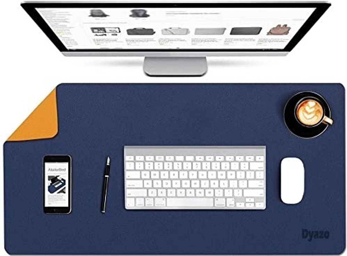 Dyazo Plus Vegan PU Leather Premium Extended Desk Mat for Work from Home/Office/Gaming Non Slip Base Dual Sided Mousepad