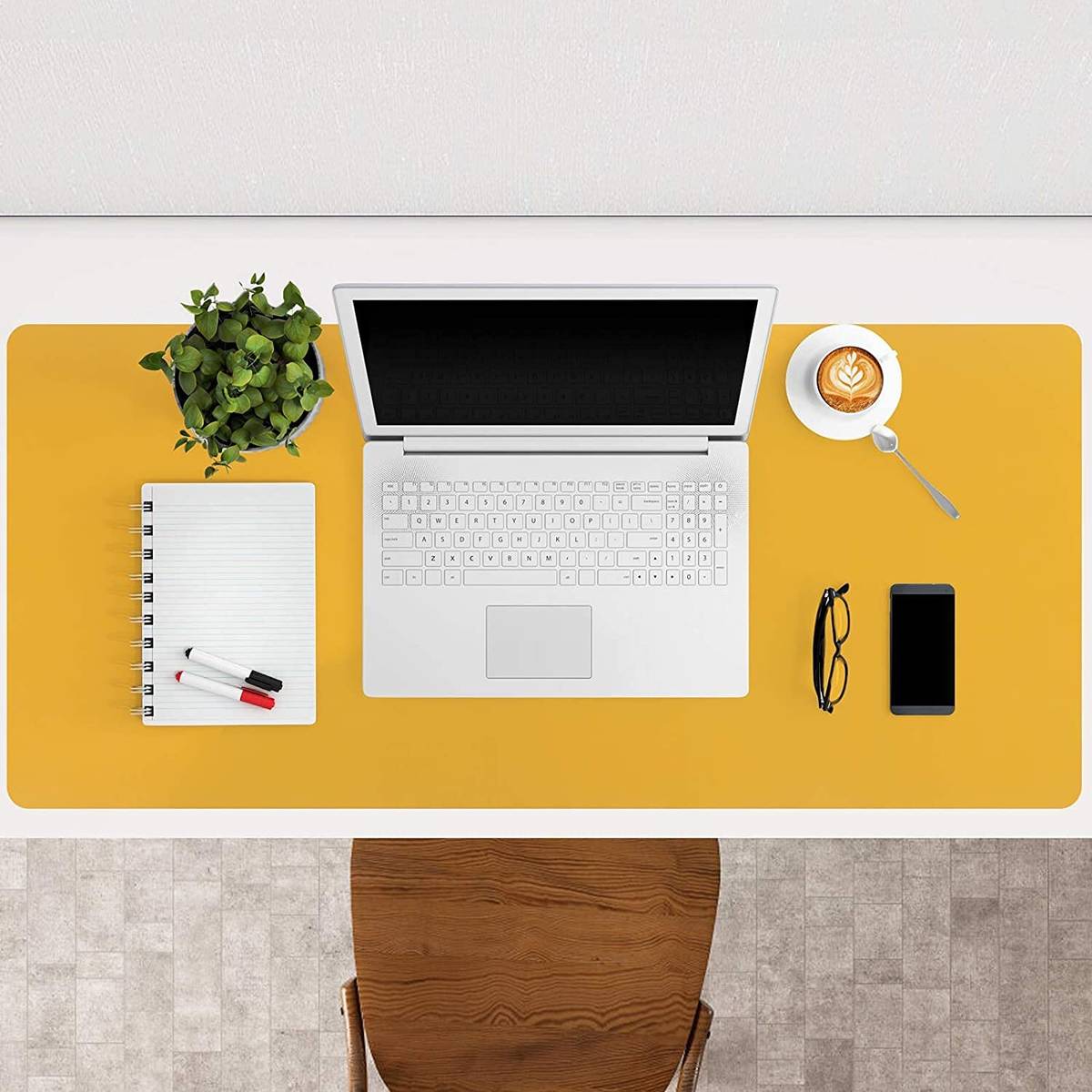 trandoria PU Leather Desk Mat Laptop Keyboard Mouse Pad Waterproof Non Slip Base Dual Sided Mousepad