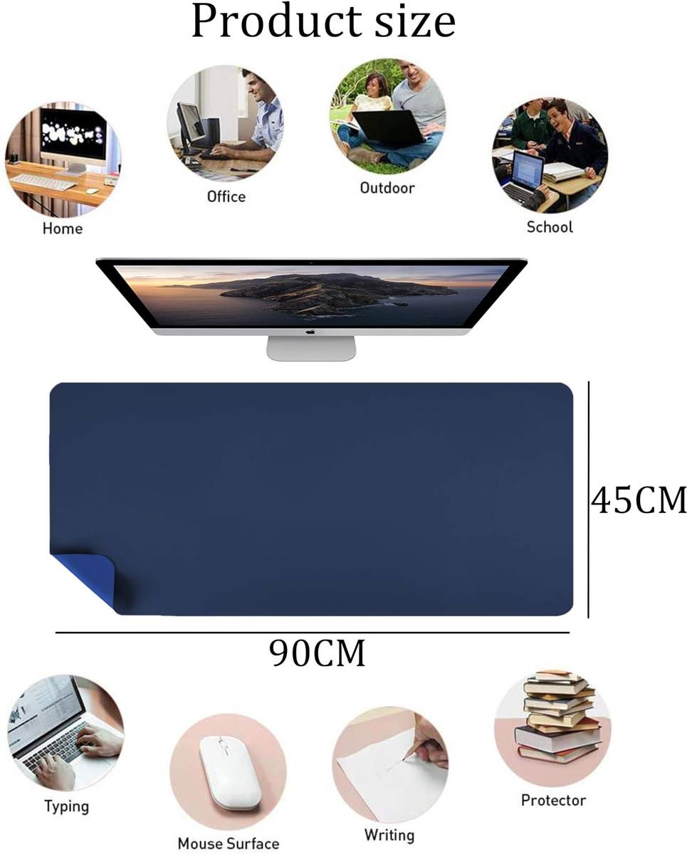 SYGA Desk Pad Protector Waterproof PU Desk Mat for Office & Home Non Slip Base Dual Sided Mousepad — photo 2