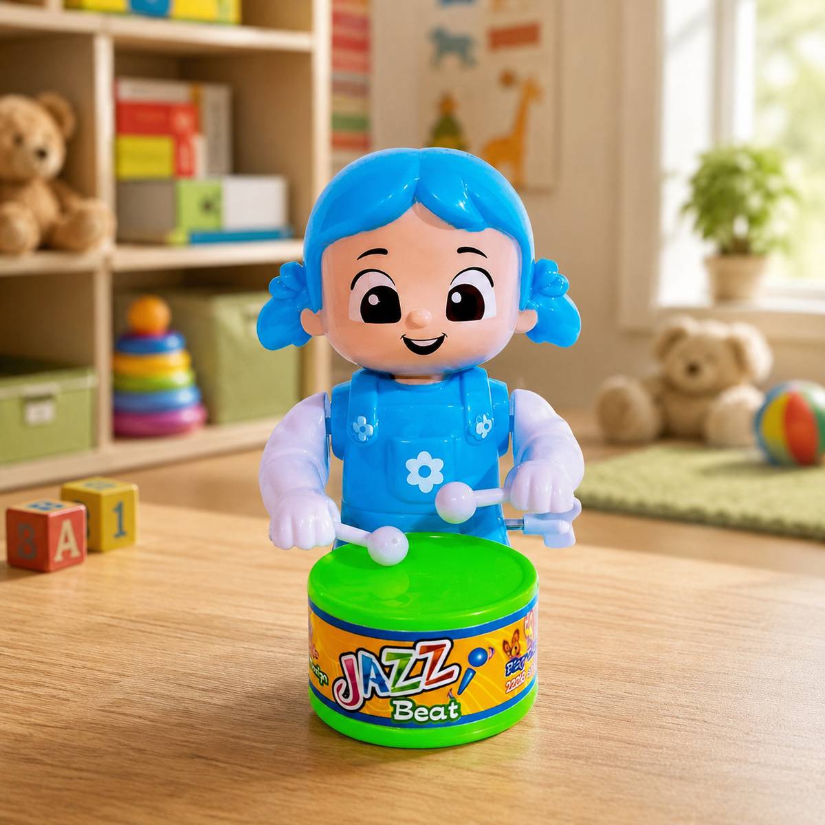 YEWISH Cute Drummer Toy for Kids, Dancing Drum Toy, Musical Toy for Baby 1 Year+