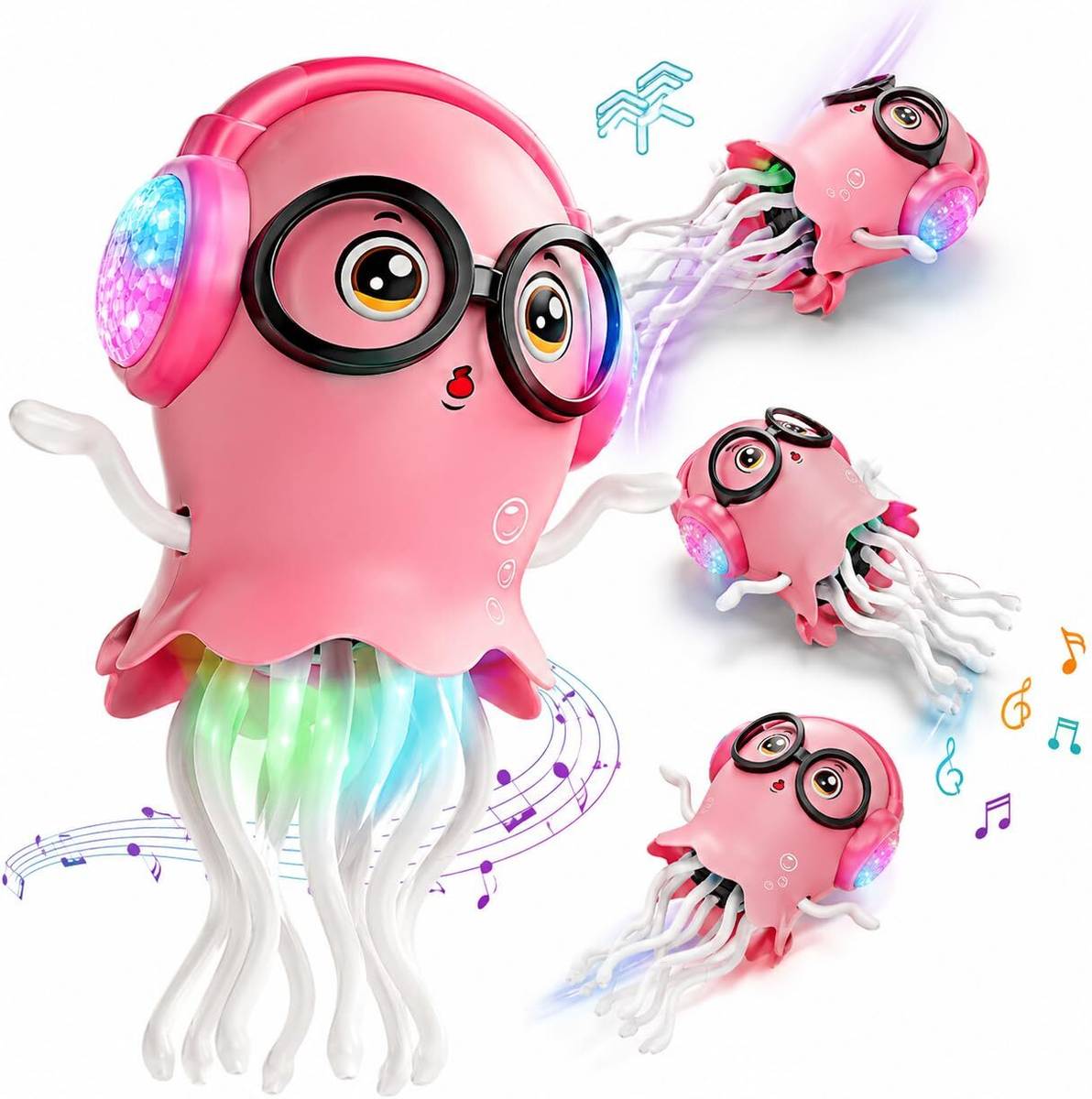 ZUNBELLA Dancing Moving Musical Jellyfish Toy With LED Light Bump & Go Toy For Kids