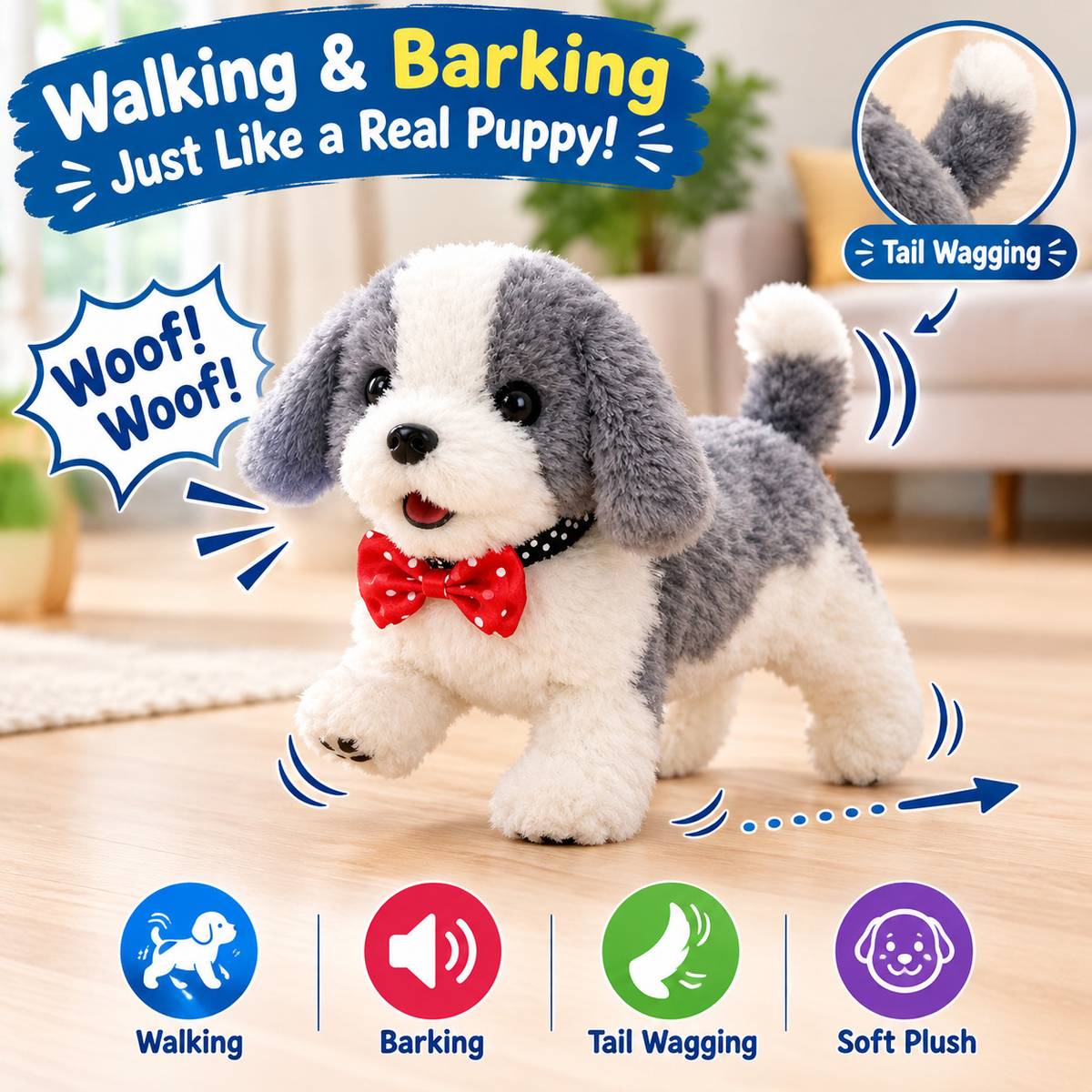 Interactive Walking & Barking Plush Puppy Toy for Kids — photo 4