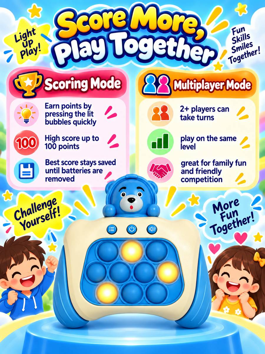 Fast Push Pop It Bear Electronic Game Blue Light Sound 4 Modes Kids Toy Age 3+ Y — photo 5