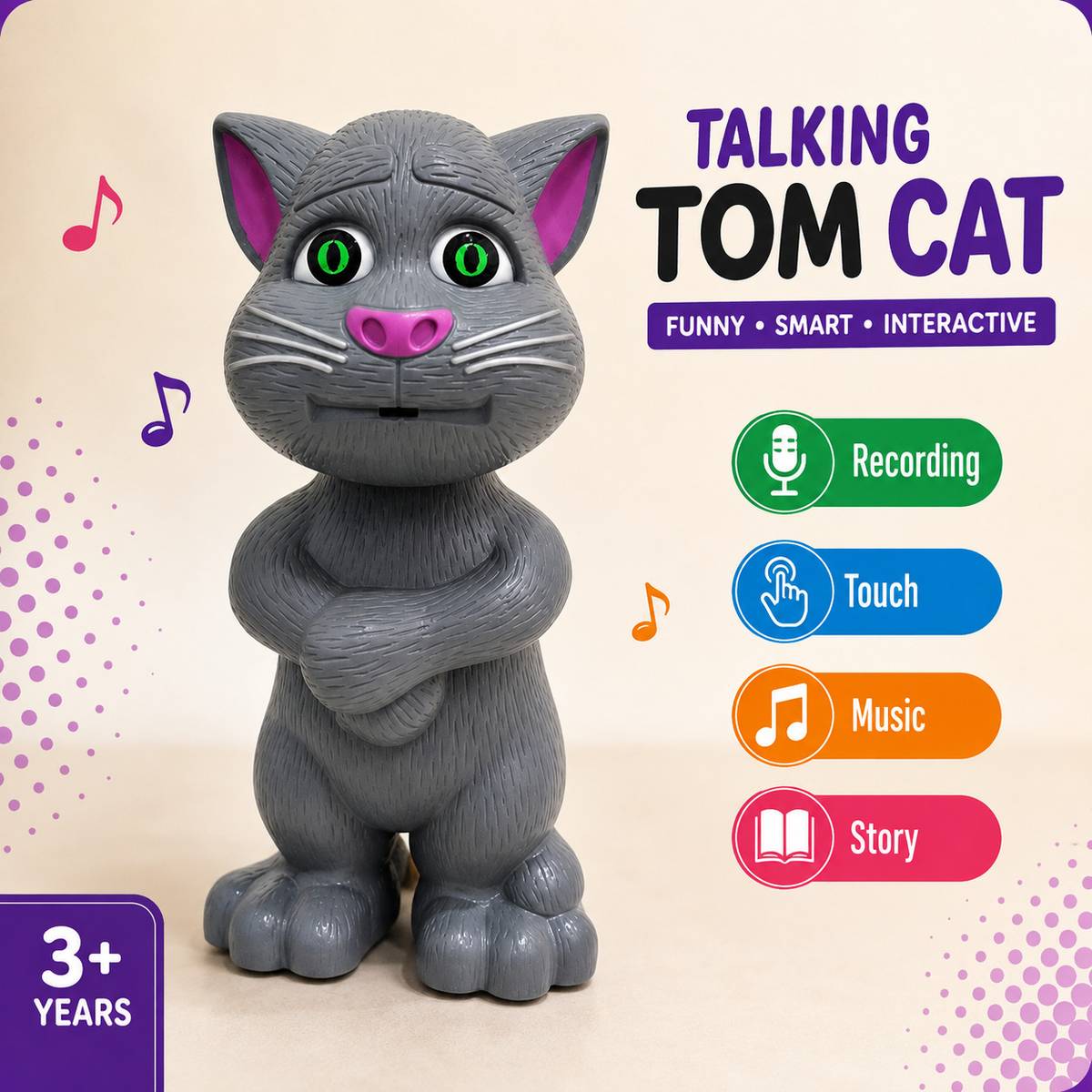 choudhary enterprises Talking Cat Interactive Toy – Grey