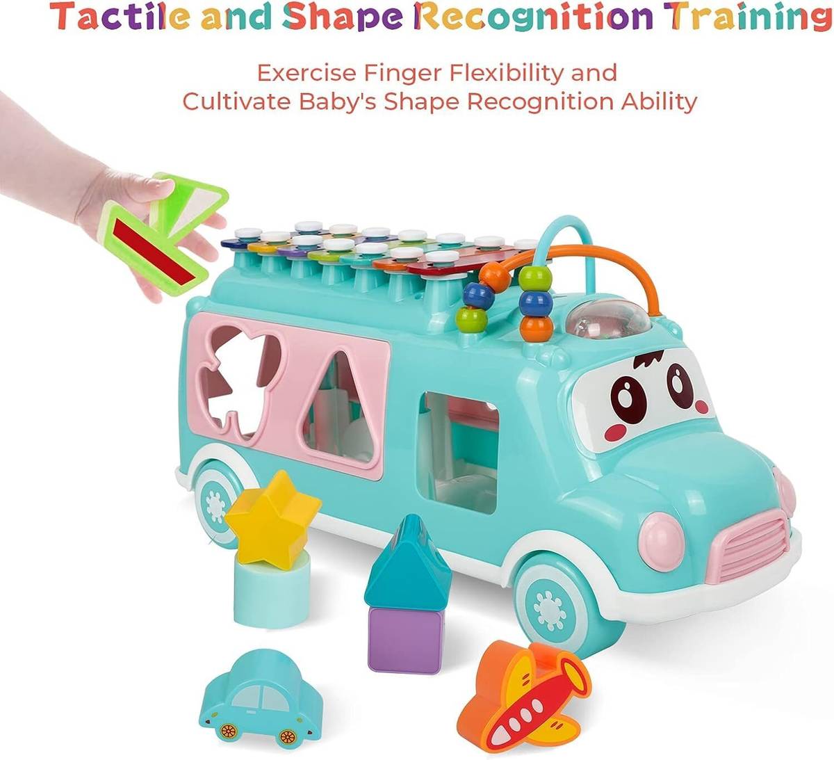 STOFFIER GARTEN Musical bus Toy for Toddler 8-in-1 Shape Sorter Xylophone for kid age 1-3 — photo 3