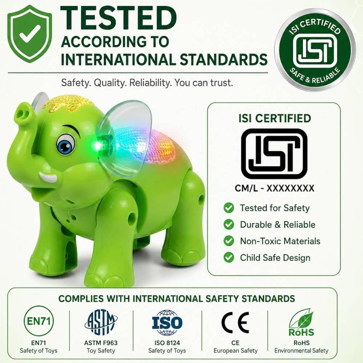 Musical 3D Flashing Light, Sound, Walking Clever Elephant Crawling Toy for Kids — photo 4