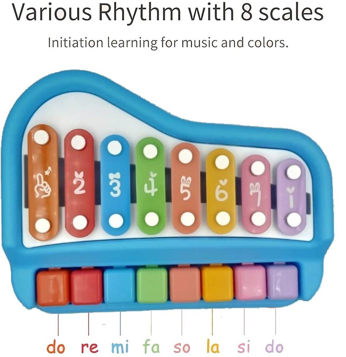 2 in 1 Big Piano and Xylophone with 8 Multicolored Keys | 2 Sticks |Great Gift — photo 4