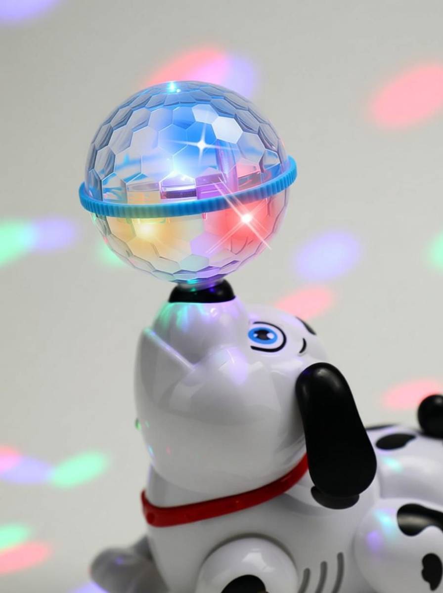 Jugnu Dancing 360 degree Rotating Dog Toy with Music, Sound, 3D LED Light for Baby Children Kids (Black & white) — photo 5