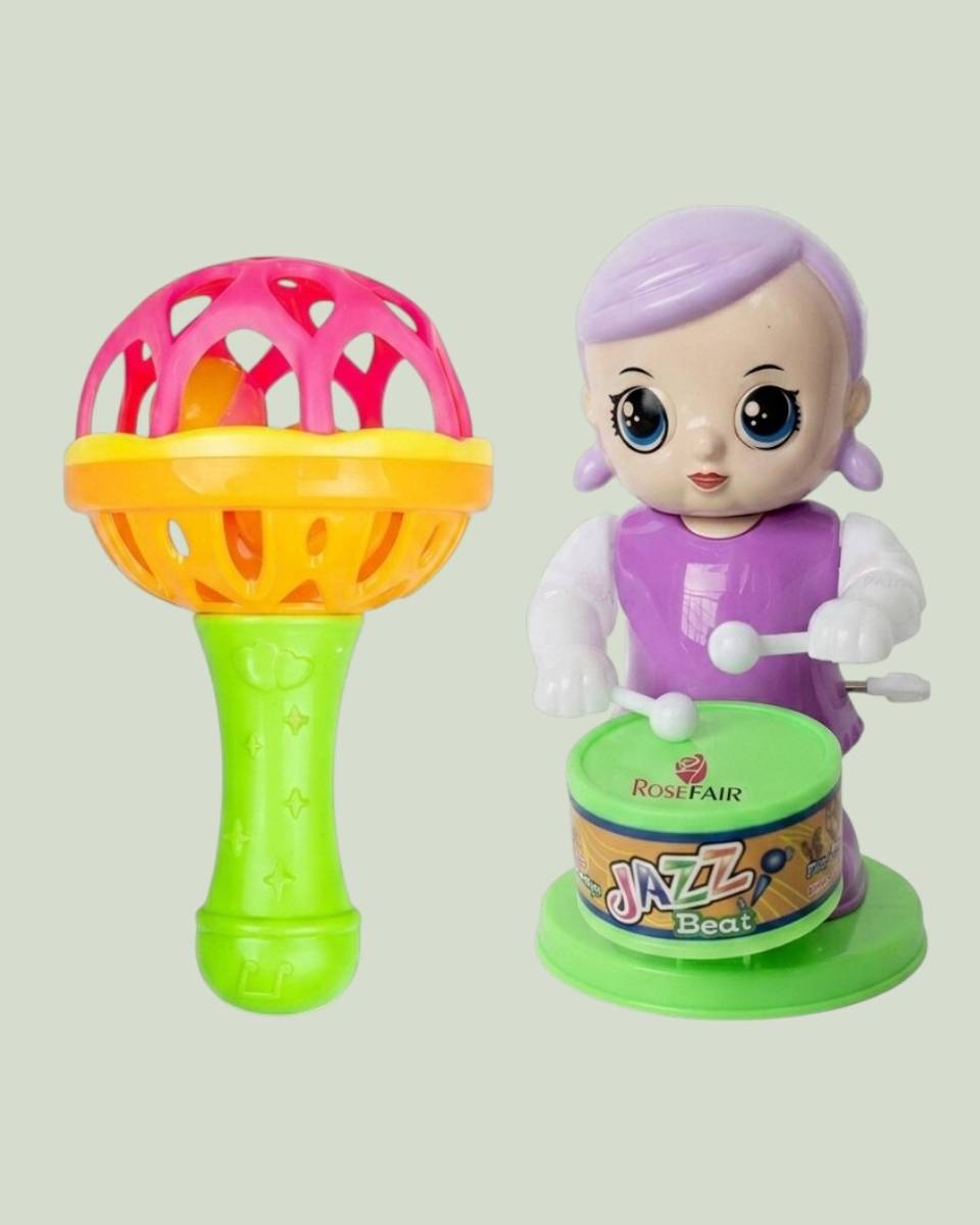 Kids Entertainment Toy Combo Drum Girl and Rattle Ball