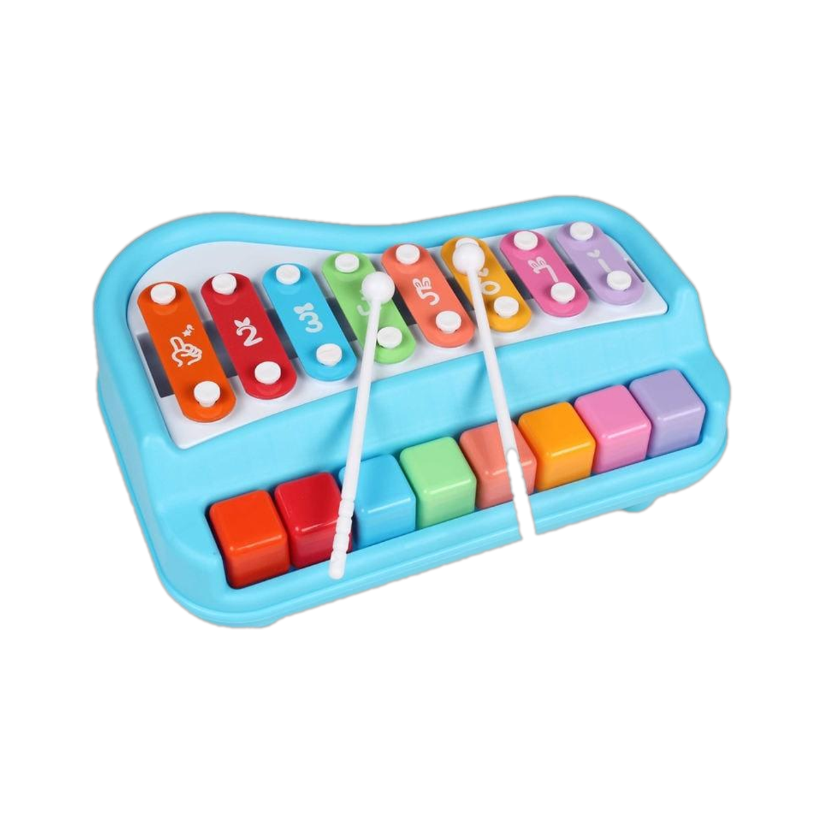 Miss & Chief 2 in 1 Baby Piano Xylophone Toy, 8 Multicolored Key Keyboard