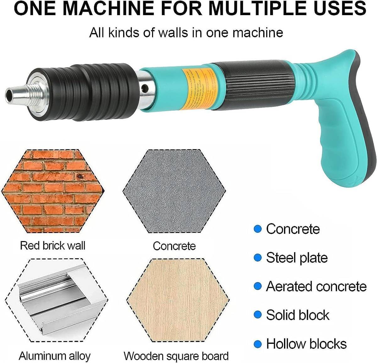 Nail Shooting Machine with 50 Nails,Fixing Tool for Cement Walls,Wood working Heavy Duty Fast Hitting Rivet Gun — photo 2