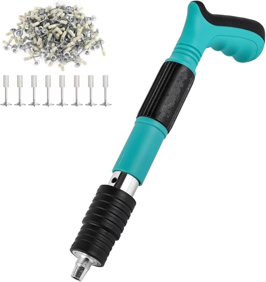 dasndas Portable Mini Fixer Furniture Pressure Cordless Nail Gun Pneumatic Nailer Multipurpose Manual Steel Nail Gun with 16 Nails for Cement Wall, Metal Pneumatic, Cordless Nailer