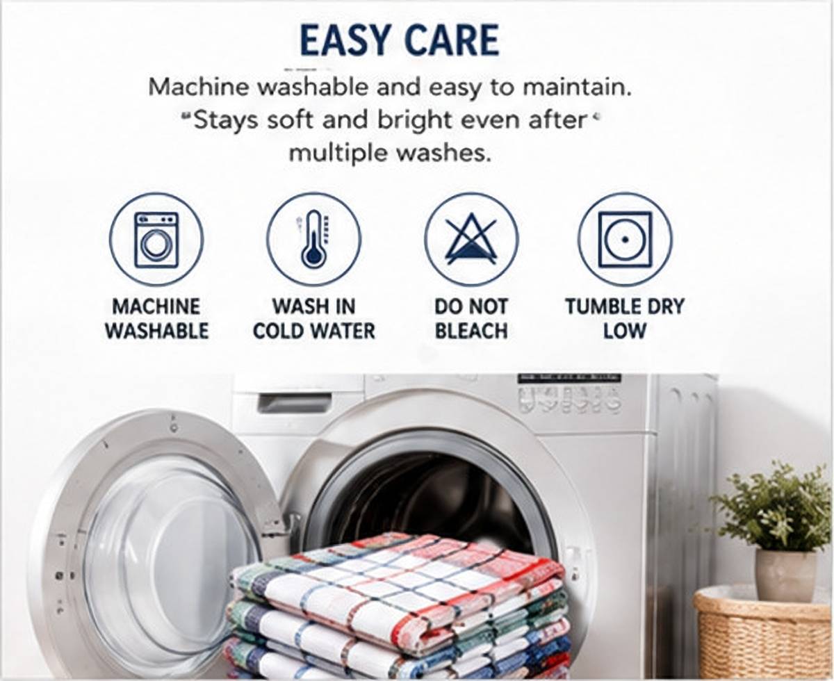 Cotton Kitchen Towels Multicolor Checkered Dish Towels Multicolor Cloth Napkins — photo 5