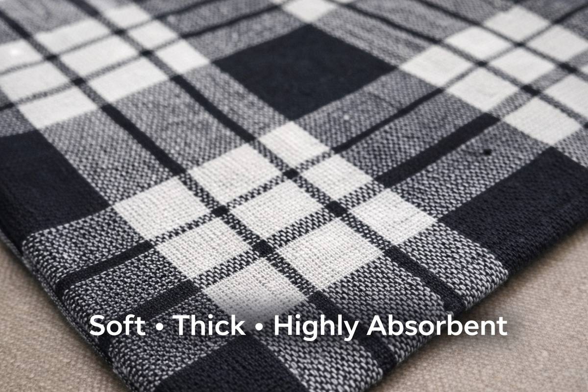 UNIVERSAL GOODS Cotton Kitchen Towels Pack of 6 | 59x59 cm | Checked Dish Cloths 3-Different-colors Cloth Napkins — photo 5