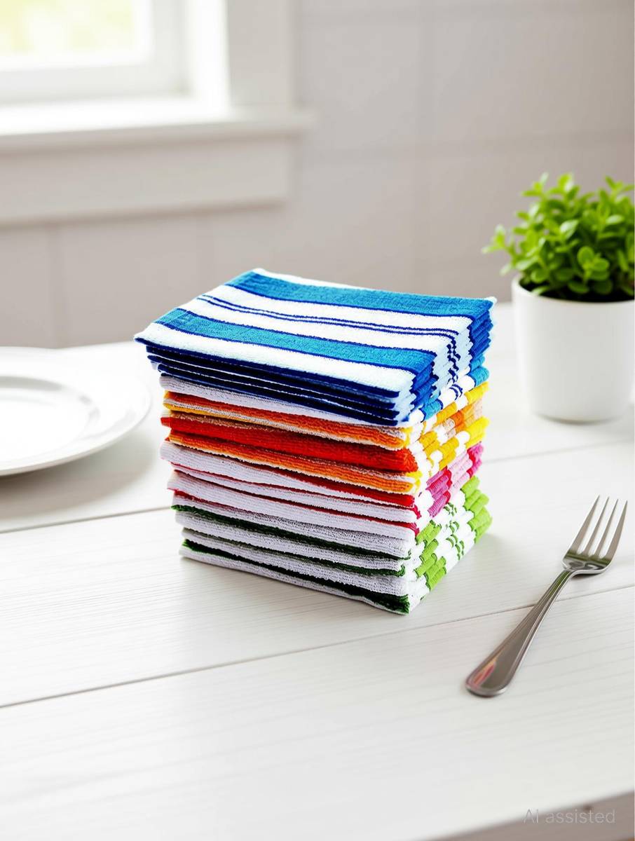 Ayus Cotton Kitchen Towel | Fridge Table Kitchen Platform Cleaning Towel Set of 10 Multicolor Cloth Napkins — photo 4