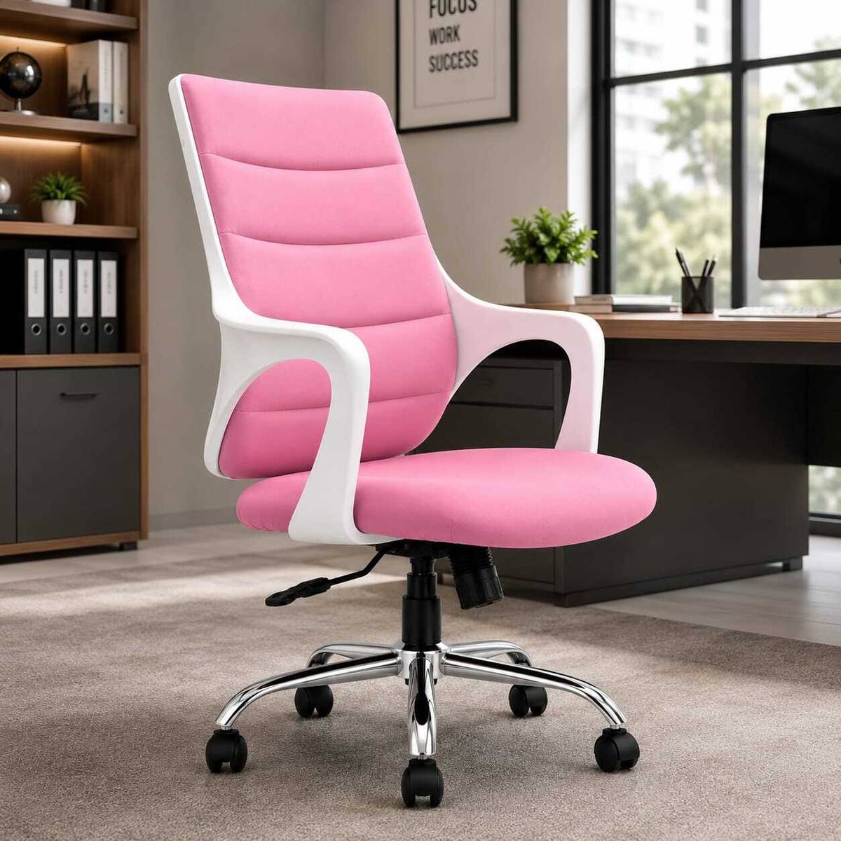 Aayra AAYRA Prime Elite Mid-Back Ergonomic Office Chair | Revolving Leather, Leatherette, Nylon Office Arm Chair