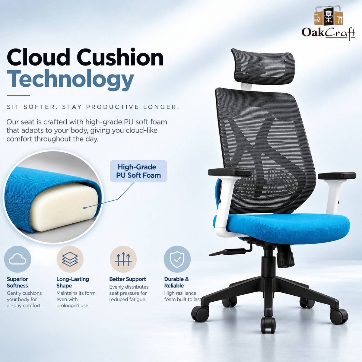 Hurricane Ergonomic High Back Chair with Synchro Tilt for Office & Home Use Mesh Office Adjustable Arm Chair — photo 2