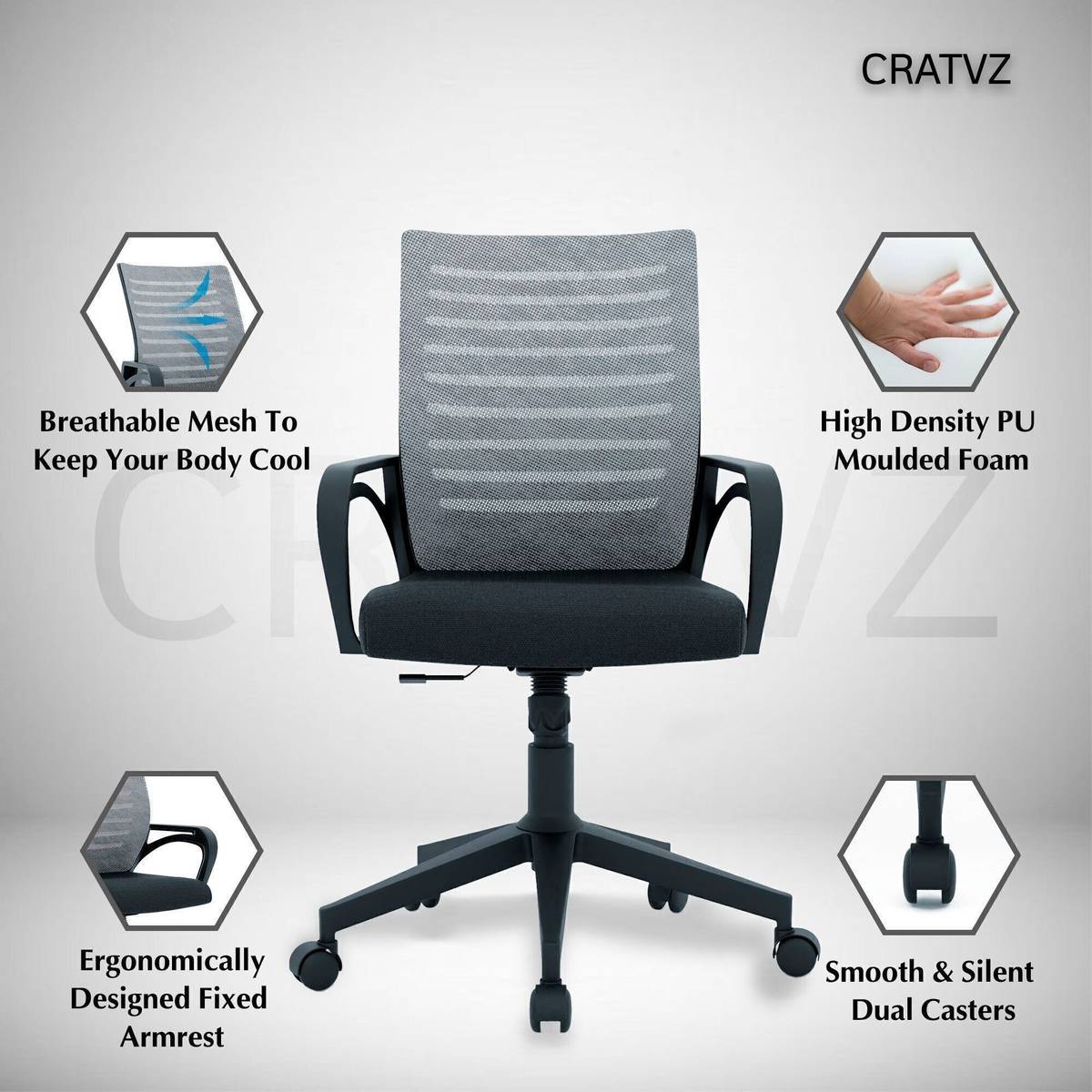 Oaker Ergonomic Chair with 3 Years Warranty, Home Desk Office Chair Fabric Office Arm Chair — photo 2