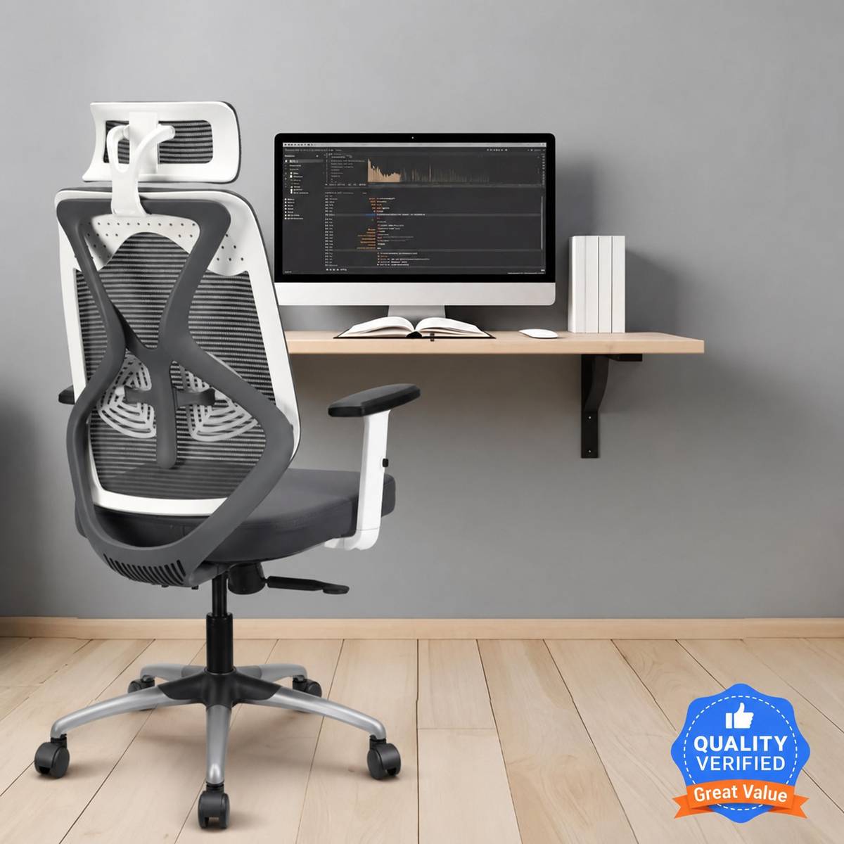 IAFA Ergolux High Back Ergonomic Office Chair with Heavy Duty Metal Base Mesh Office Adjustable Arm Chair