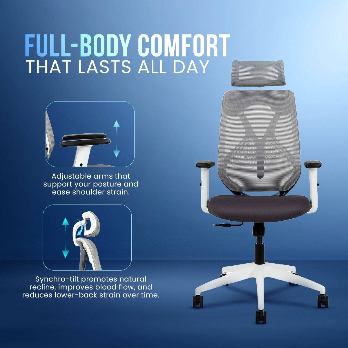IAFA Ergolux High Back Ergonomic Office Chair With Nylon Base Mesh Office Adjustable Arm Chair — photo 2