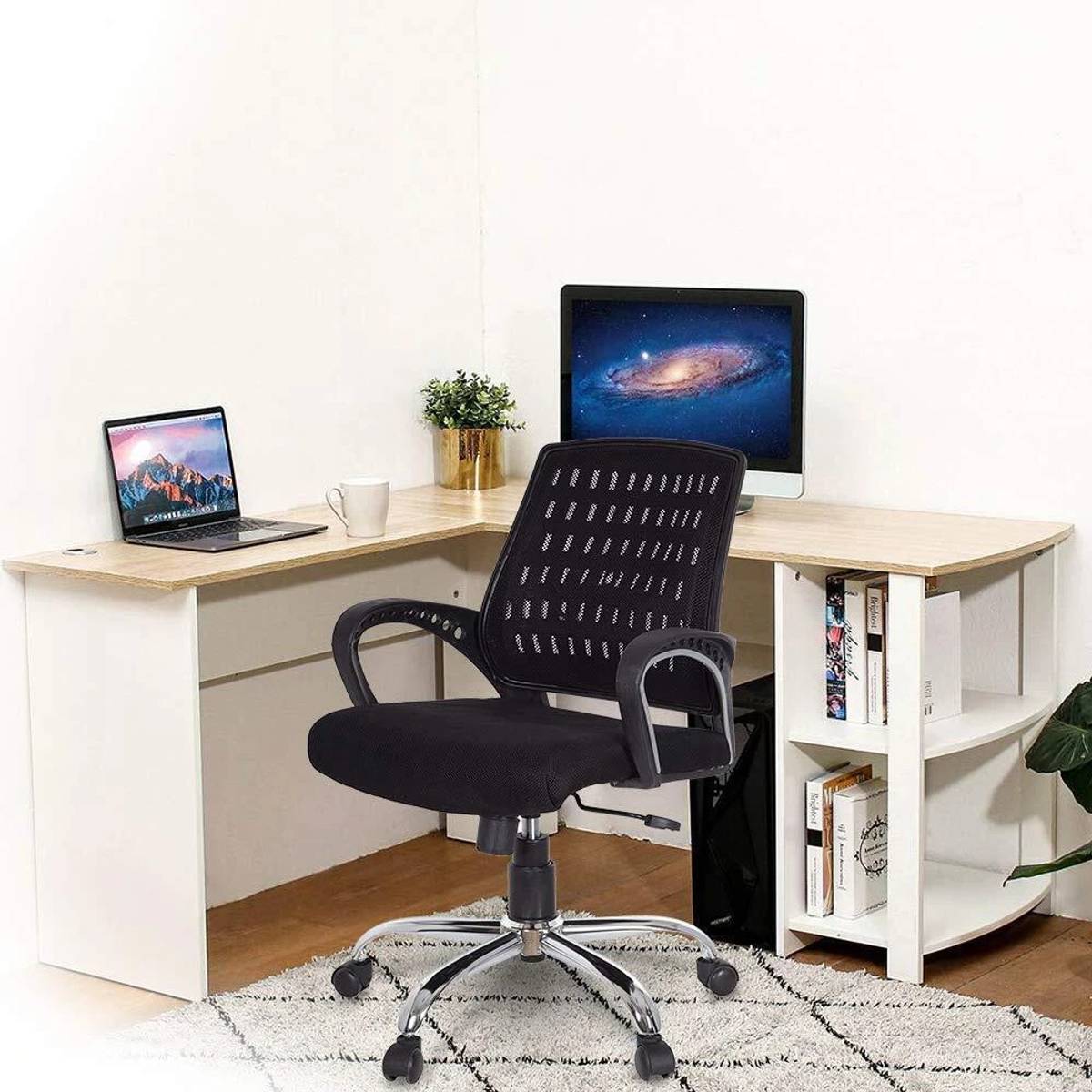 KRISHTHA Mesh Mid-Back Century Drafting Staff, Workstation, Desk Chair Mesh Office Adjustable Arm Chair — photo 5
