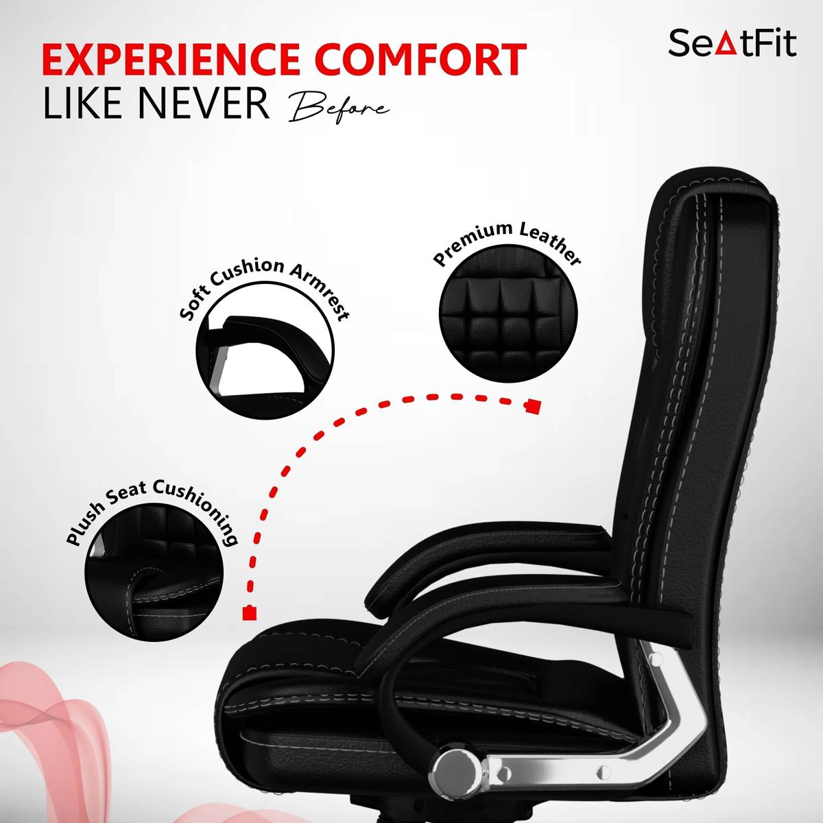 A47 Ergonomic Leatherette Office Chair with Adjustable Height & Back Support Leatherette Office Arm Chair — photo 4