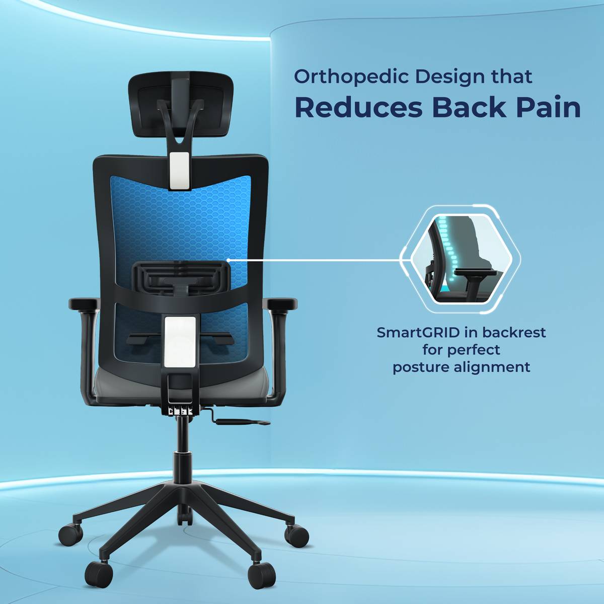 The Sleep Company Onyx SmartGRID Premium Orthopedic High-Back Desk Chair for Office & Home Nylon Office Executive Chair — photo 3
