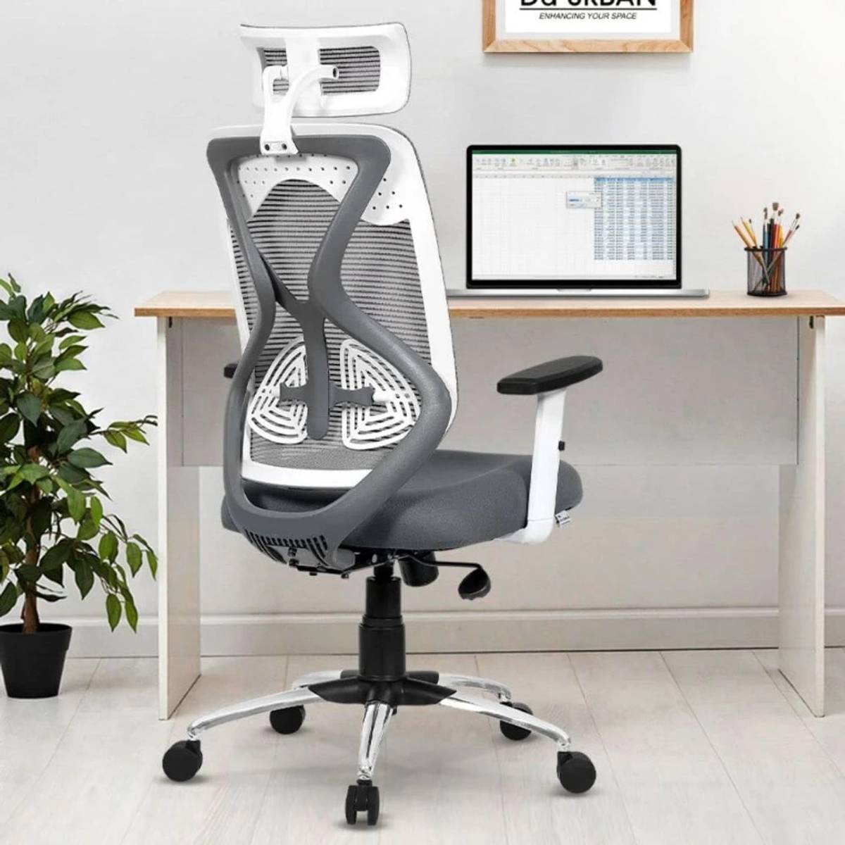Da URBAN Merlion Grey-Z High Back Ergonomic Mesh Office Chair Mesh Office Executive Chair