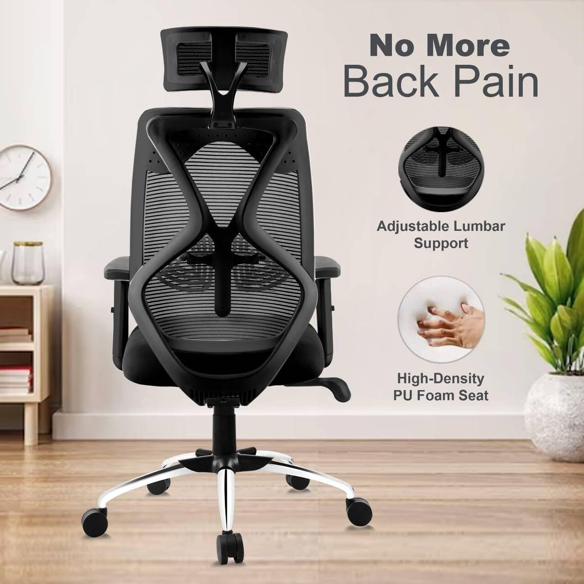 ASTRIDE Ergofit Ergonomic Chair High Back, Synchro Tilt Mechanism, Heavy Duty Metal Base Mesh Office Adjustable Arm Chair — photo 3