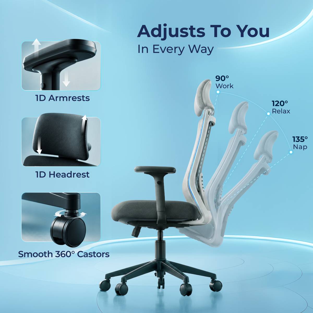 SwivL Ergonomic Chair | SmartGRID Seat | Adjustable Armrest 135°Recline Mesh Office Executive Chair — photo 5