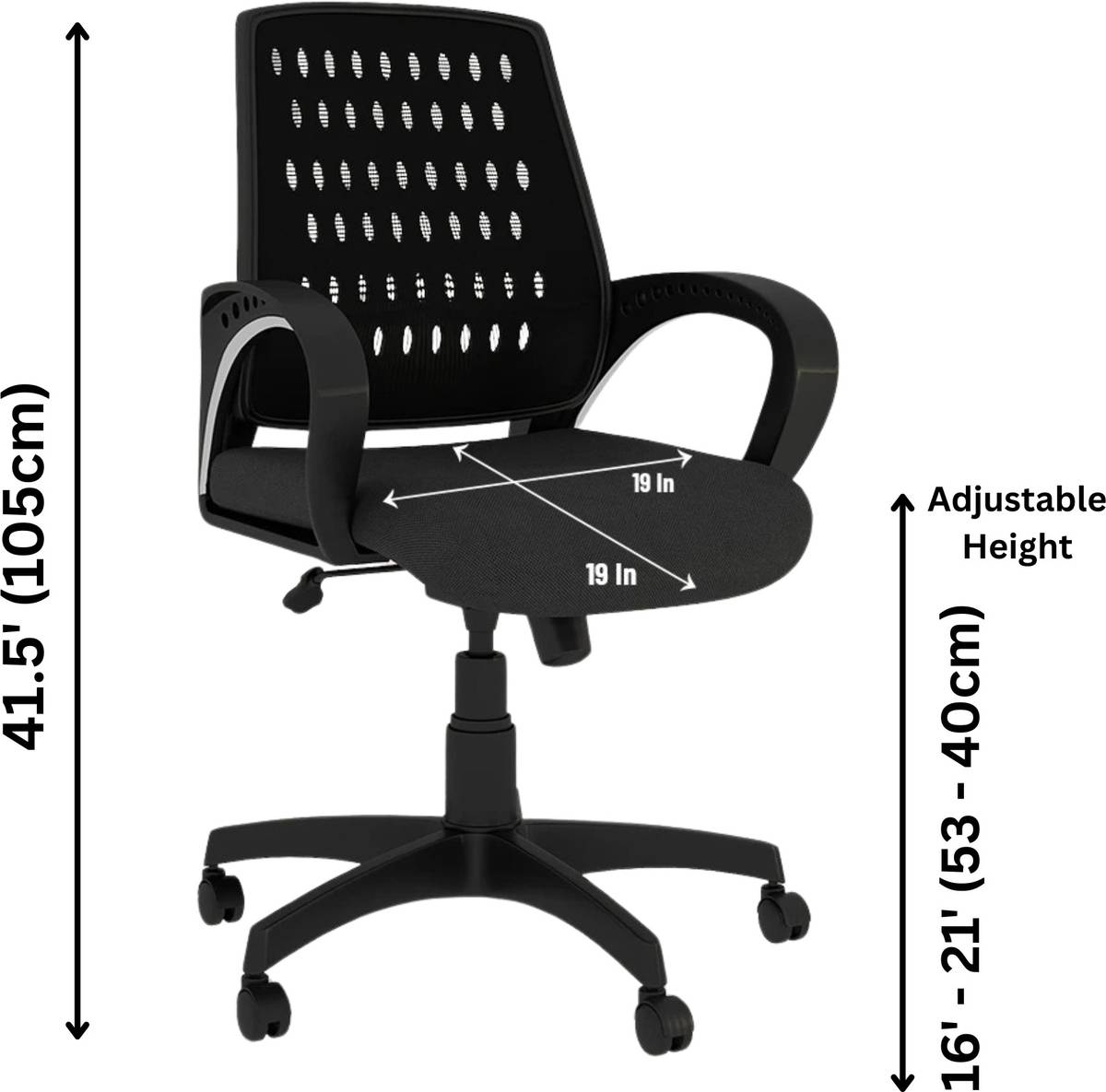 KRISHTHA Mesh Mid-Back Century Drafting Staff, Workstation, Desk Chair Mesh Office Adjustable Arm Chair — photo 2
