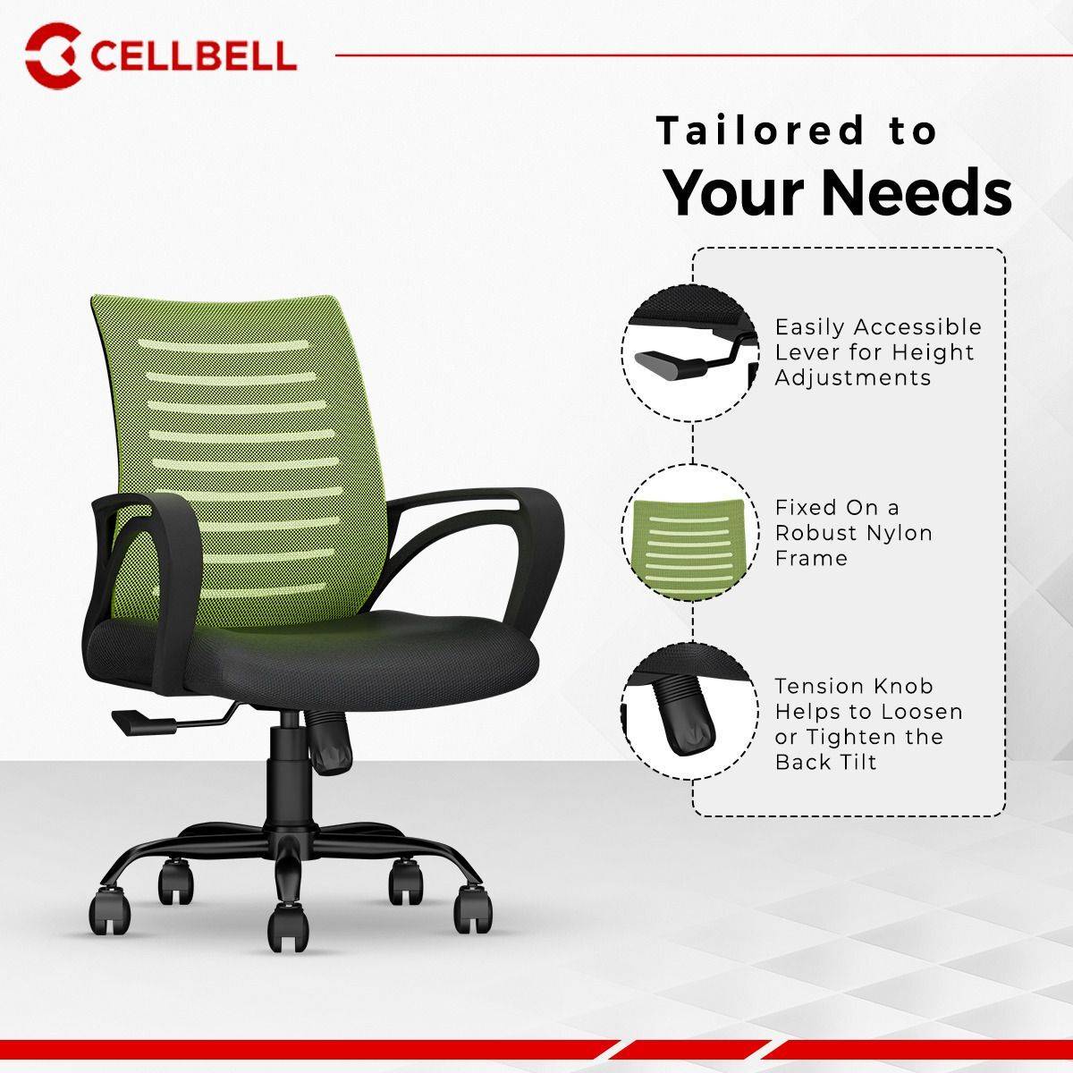CELLBELL Desire C104 Mid Back Comfortable Fabric Office Executive Chair — photo 3