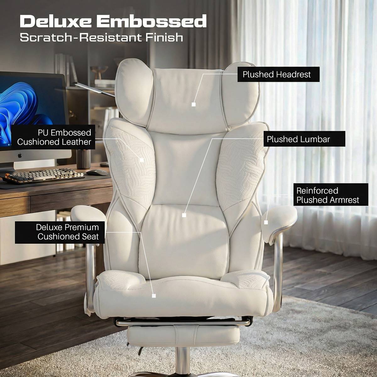 Emperium Office Chair with Pumping Lumbar Support, PU Leather & Footrest Mesh Office Executive Chair — photo 2