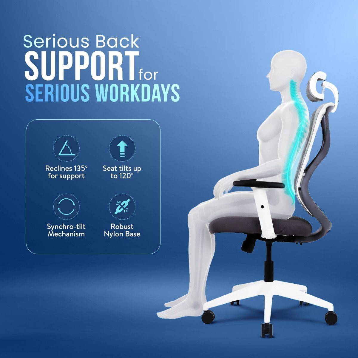 IAFA Ergolux High Back Ergonomic Office Chair With Nylon Base Mesh Office Adjustable Arm Chair — photo 3