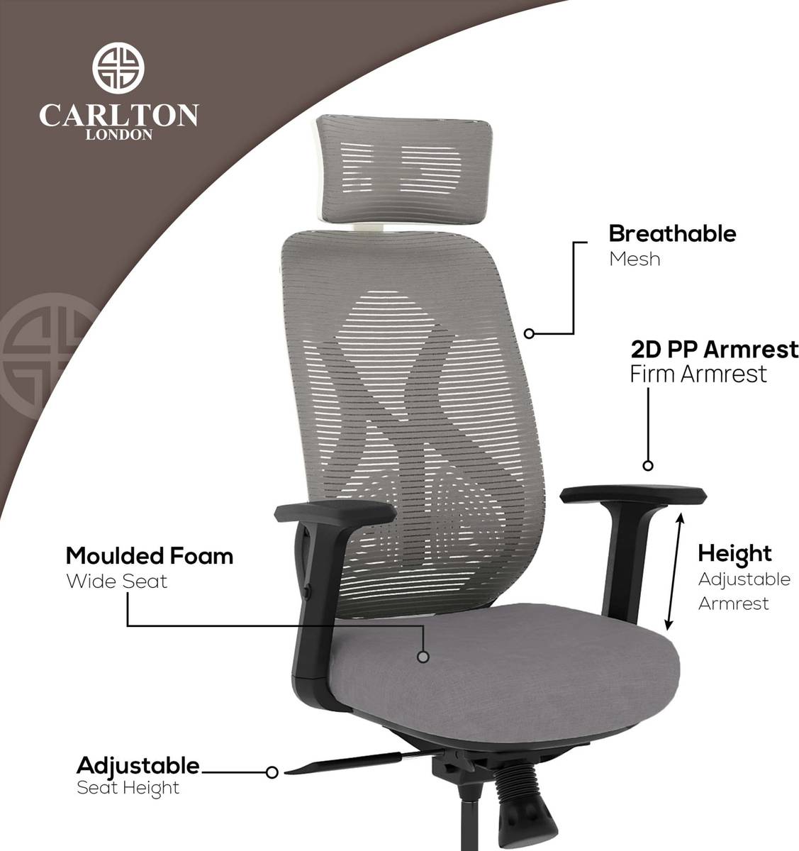 Atlas Mesh Office Adjustable Arm Chair — photo 3