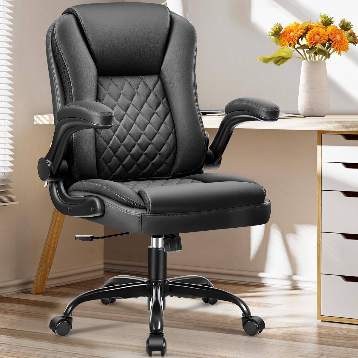 PU Leatherette Executive Desk Chair Swivel 1 Year Warranty Leatherette Office Conference Chair
