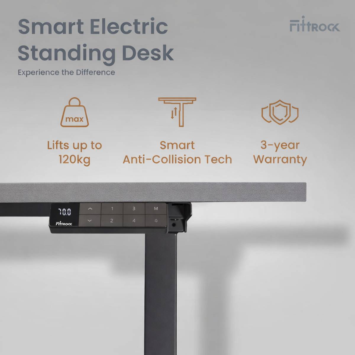 Dual Motor Height Adjustable Desk 1600x700mm | 4 Memory, 120kg, C-USB Engineered Wood Office Table — photo 3