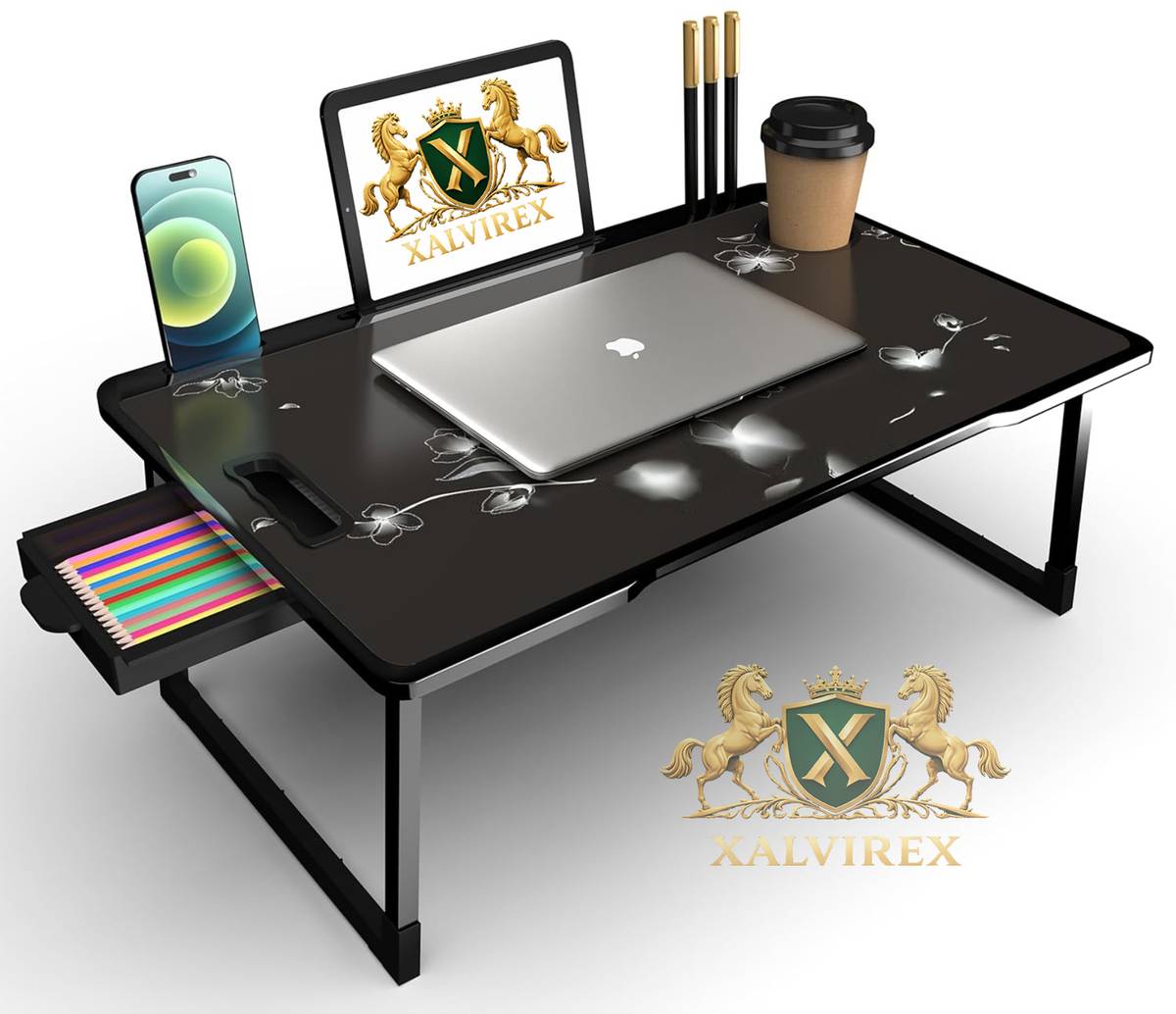 XALVIREX FLAWER COTTED Plastic Portable Laptop Table